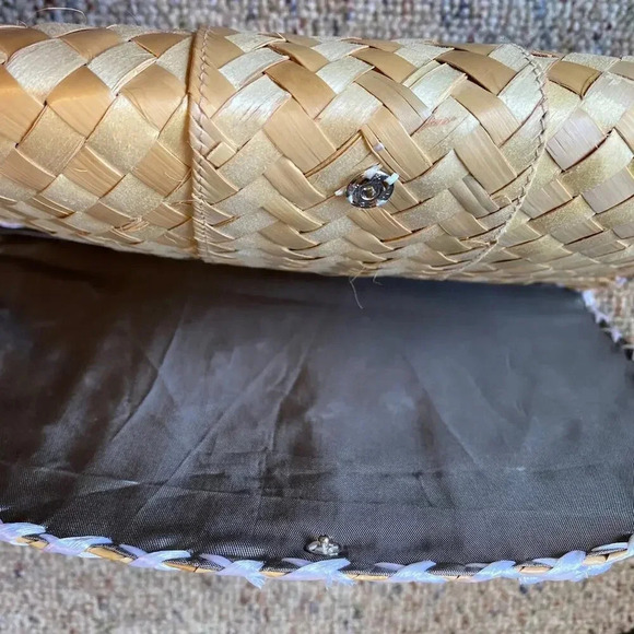 Vintage Unique Handmade Organic Palm Leaf Floral 3D Embroidery Bag/Wallet - Picture 4 of 5